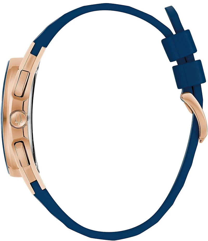 Bulova Men's Curve Chronograph Blue Strap Watch