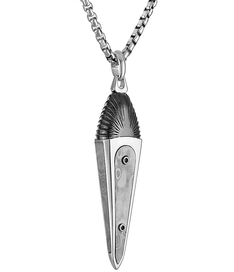 Bulova Men's Dagger Stainless Steel Long Pendant Necklace