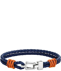 Bulova Men's Double Braided Leather Line Bracelet