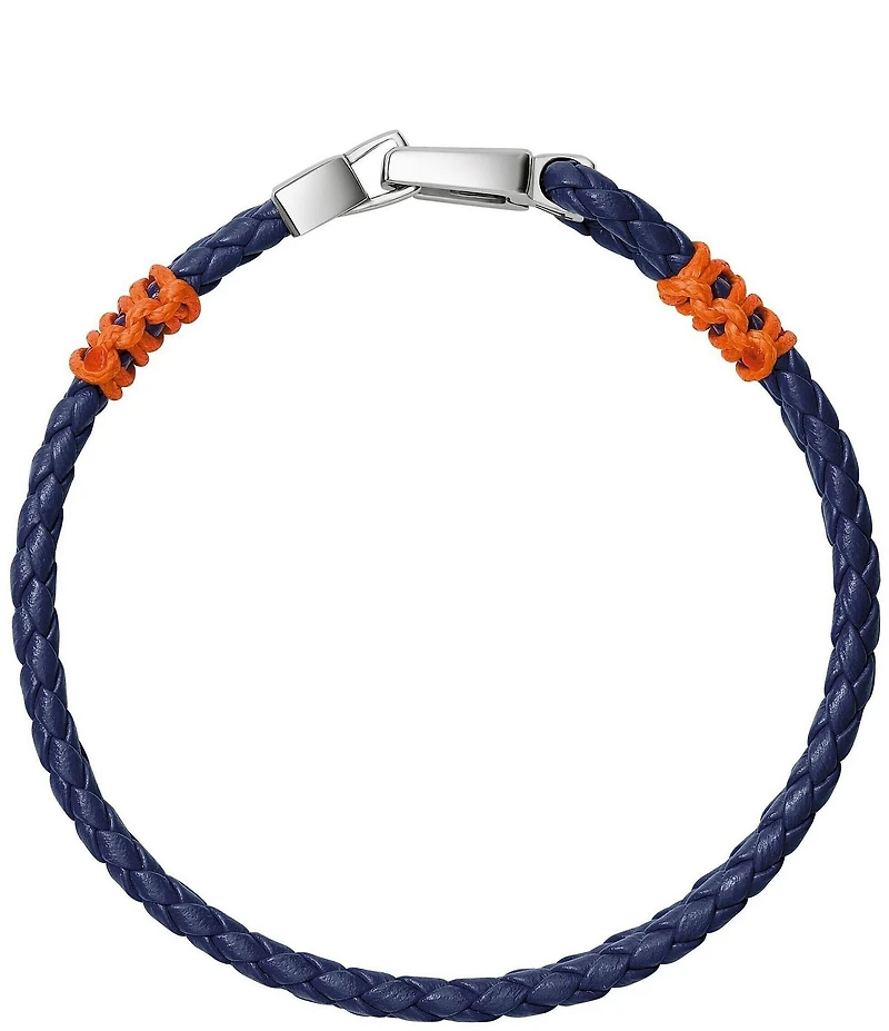 Bulova Men's Double Braided Leather Line Bracelet