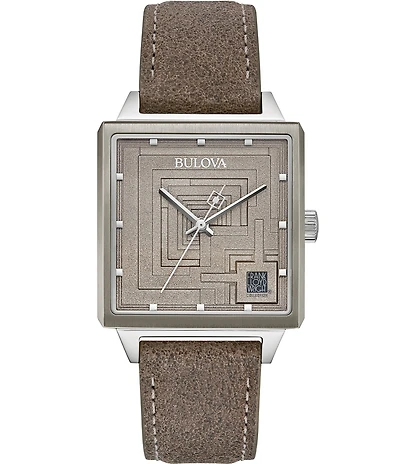 Bulova Men's Ennis House Quartz Analog Tan Leather Strap Watch