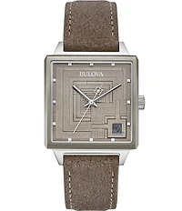 Bulova Men's Ennis House Quartz Analog Tan Leather Strap Watch