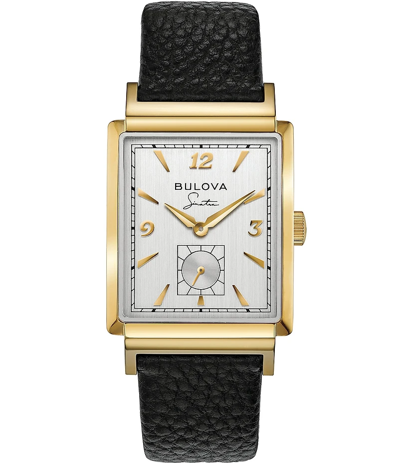 Bulova Men's Frank Sinatra My Way Analog Black Leather Strap Watch