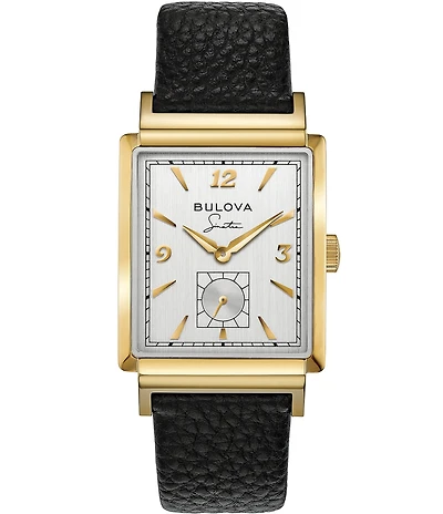 Bulova Men's Frank Sinatra My Way Analog Black Leather Strap Watch