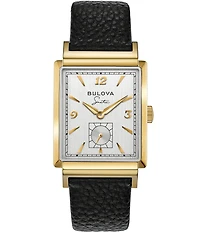 Bulova Men's Frank Sinatra My Way Analog Black Leather Strap Watch