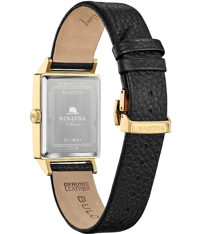 Bulova Men's Frank Sinatra My Way Analog Black Leather Strap Watch
