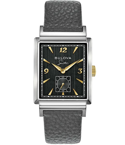 Bulova Men's Frank Sinatra 'My Way' Quartz Gray Leather Strap Watch