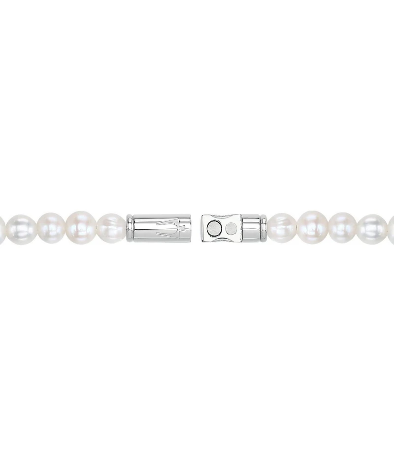 Bulova Men's Freshwater Pearl Beaded Sterling Silver Line Bracelet
