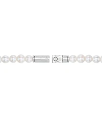 Bulova Men's Freshwater Pearl Beaded Sterling Silver Line Bracelet