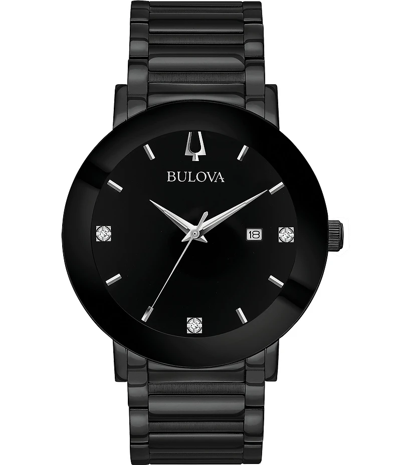 Bulova Men's Futuro Mechanical Automatic Modern Black Stainless Steel Bracelet Watch
