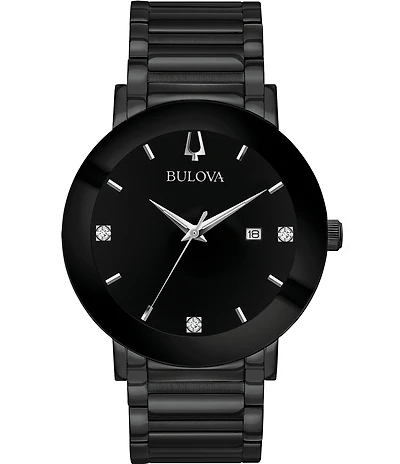 Bulova Men's Futuro Mechanical Automatic Modern Black Stainless Steel Bracelet Watch