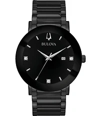 Bulova Men's Futuro Mechanical Automatic Modern Black Stainless Steel Bracelet Watch