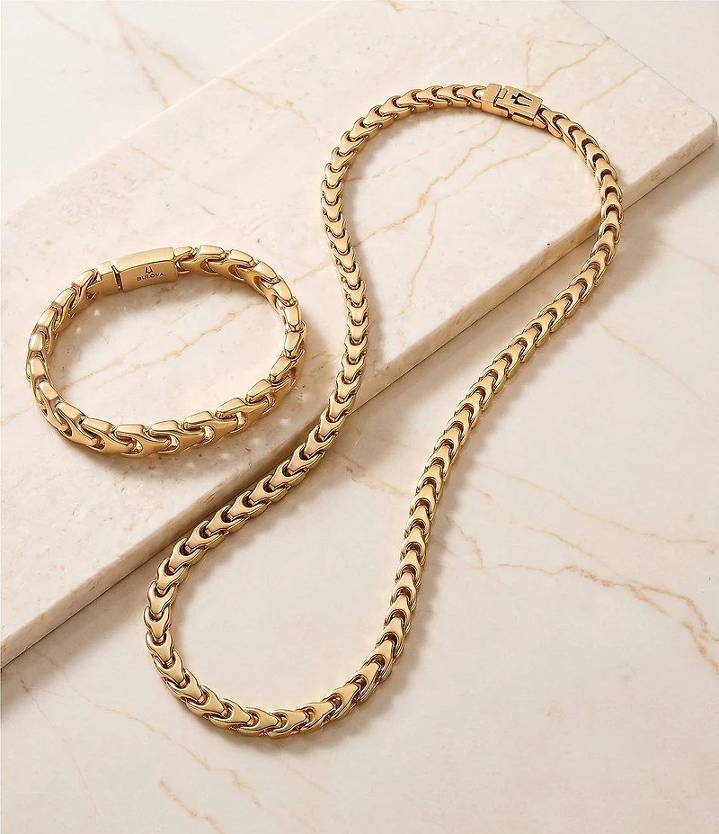 Bulova Men's Gold Tone Stainless Steel Chain Line Bracelet