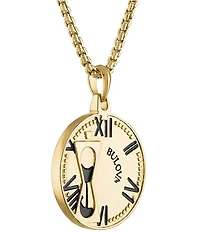 Bulova Men's Gold Tone Sterling Silver Long Double Sided Pendant Necklace
