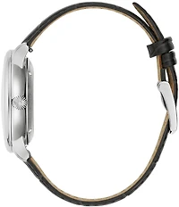 Bulova Men's Hudson Automatic Black Leather Strap Watch