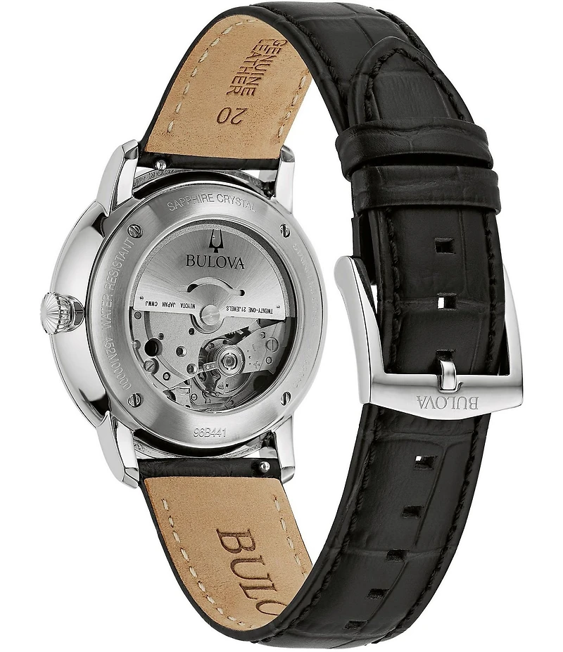 Bulova Men's Hudson Automatic Black Leather Strap Watch