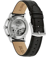 Bulova Men's Hudson Automatic Black Leather Strap Watch