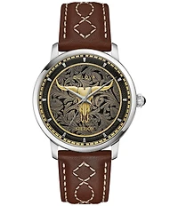 Bulova Men's Hudson Automatic Stitched Leather Strap Watch