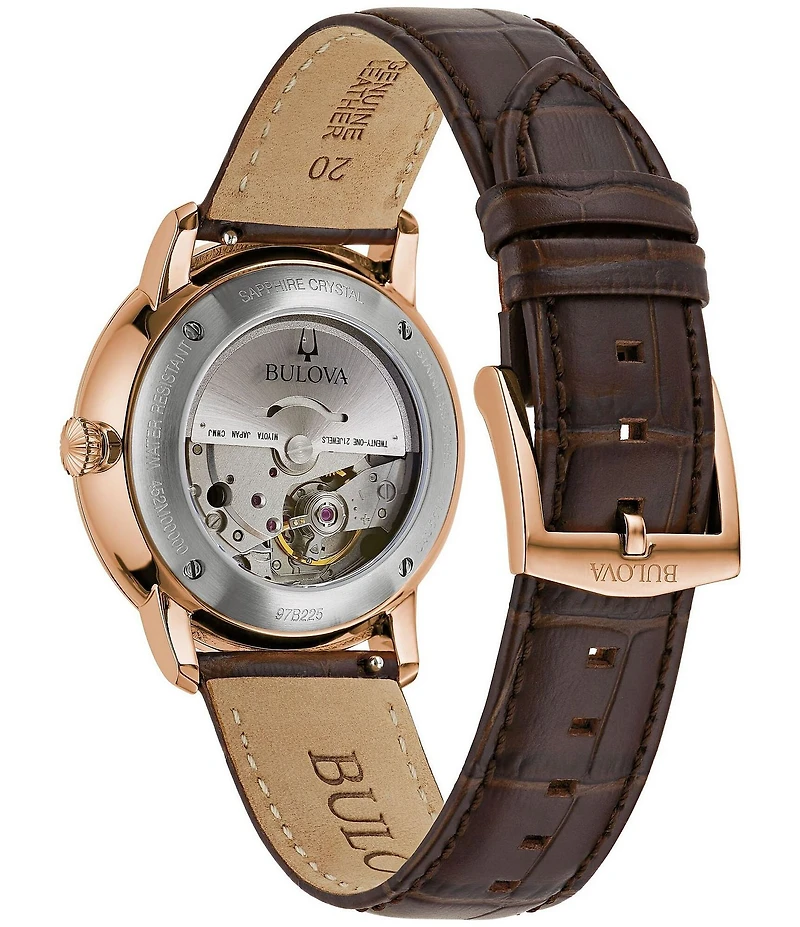 Bulova Men's Hudson Automatic Brown Leather Strap Watch