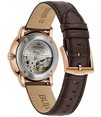 Bulova Men's Hudson Automatic Brown Leather Strap Watch