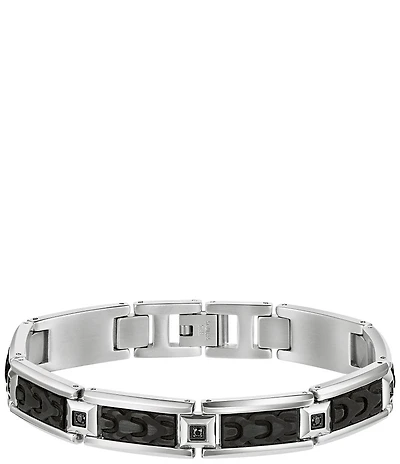 Bulova Men's IP Stainless Steel & Carbon Fiber Chain Bracelet