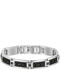 Bulova Men's IP Stainless Steel & Carbon Fiber Chain Bracelet