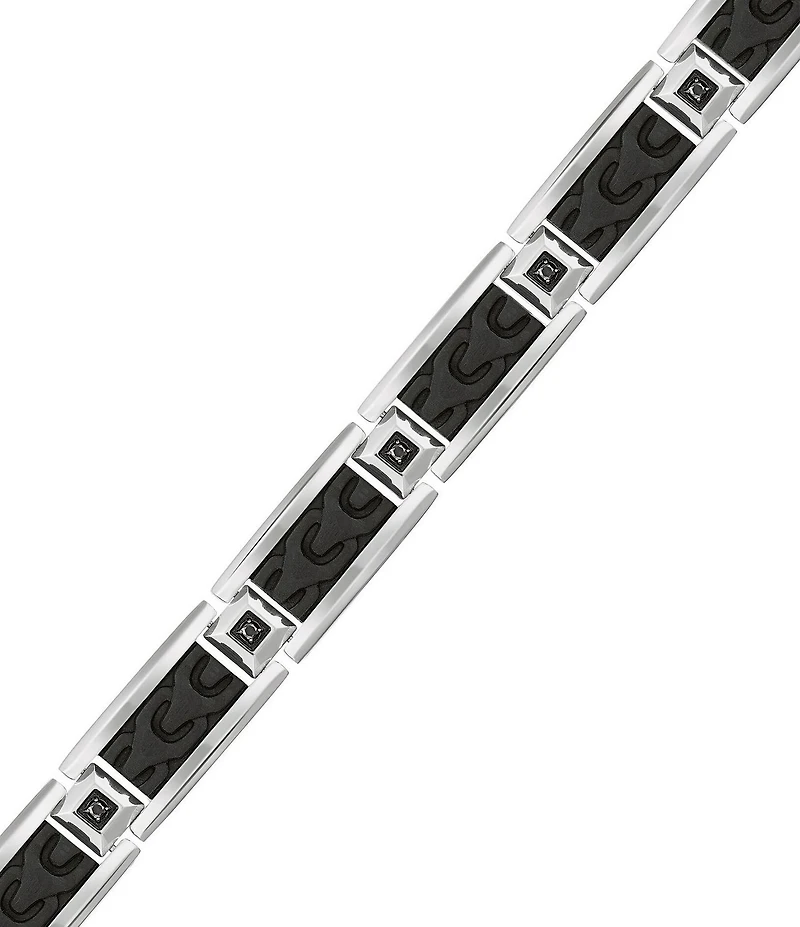 Bulova Men's IP Stainless Steel & Carbon Fiber Chain Bracelet