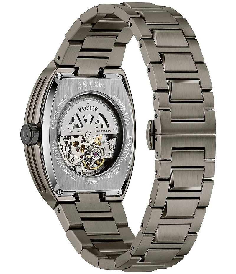 Bulova Men's Maquina Automatic Grey Tone Stainless Steel Bracelet Watch