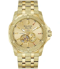 Bulova Men's Marine Star Automatic Gold Tone Stainless Steel Bracelet Watch