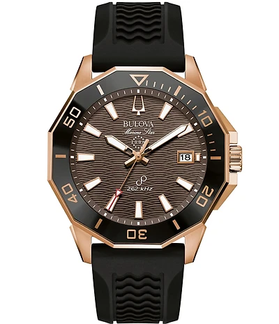 Bulova Men's Marine Star Precisionist Mechanical Automatic Black Silicone Strap Watch