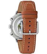 Bulova Men's Miliary Quartz Chronograph Brown Leather Strap Watch