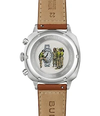 Bulova Men's Miliary Quartz Chronograph Brown Leather Strap Watch