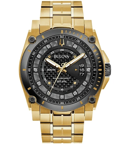 Bulova Men's Precisionist Quartz Mechanical Automatic Gold Stainless Steel Bracelet Watch