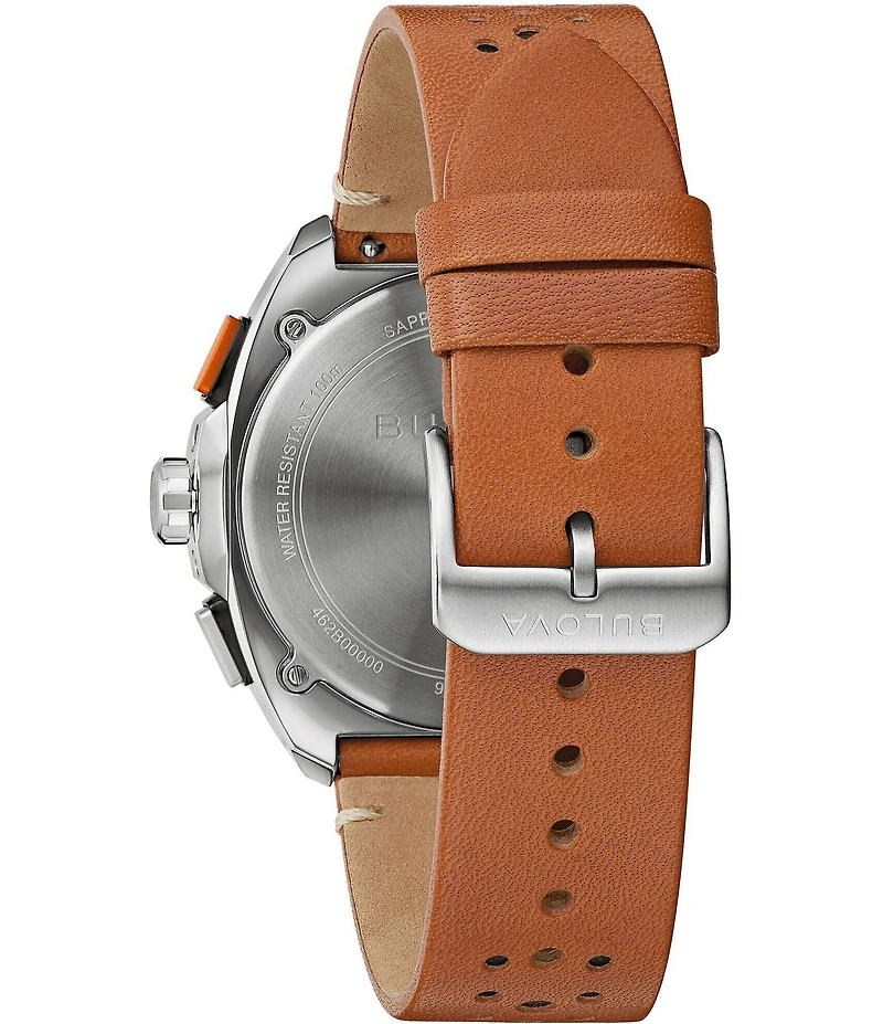 Bulova Men's Racing Chronograph Tan Leather Strap Watch