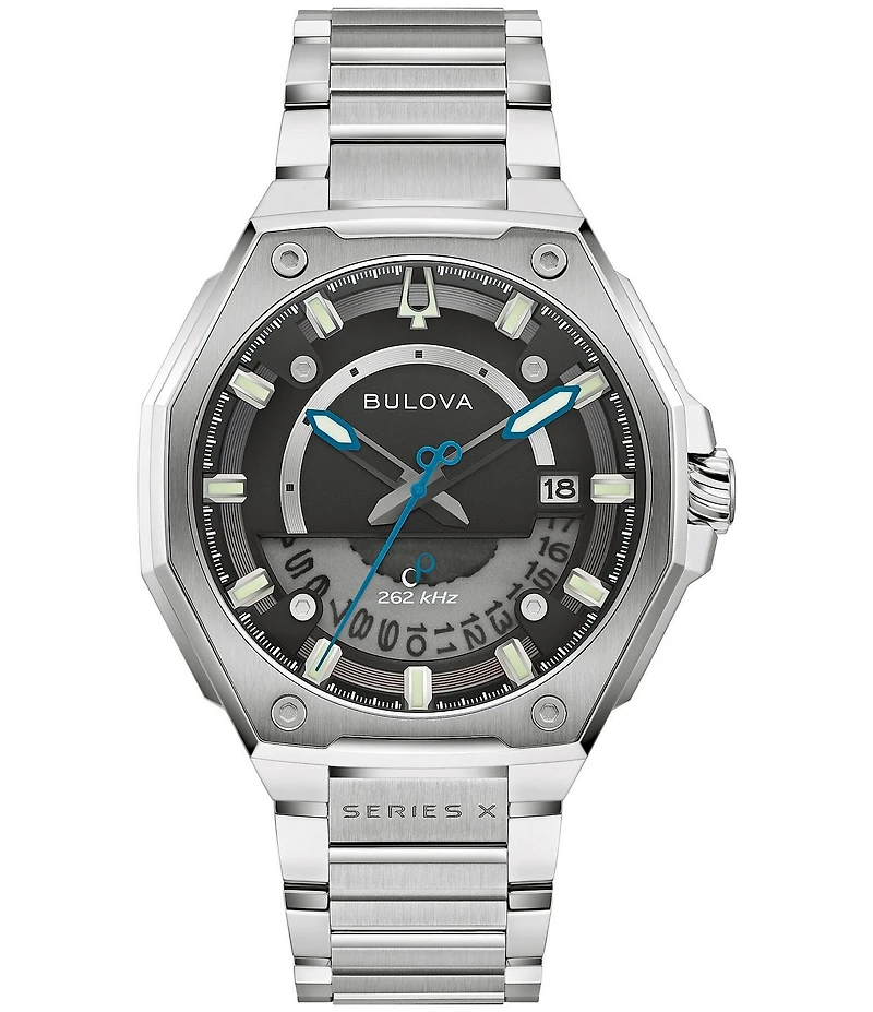 Bulova Men's Series X Three Hand Tonneau Stainless Steel Bracelet Watch