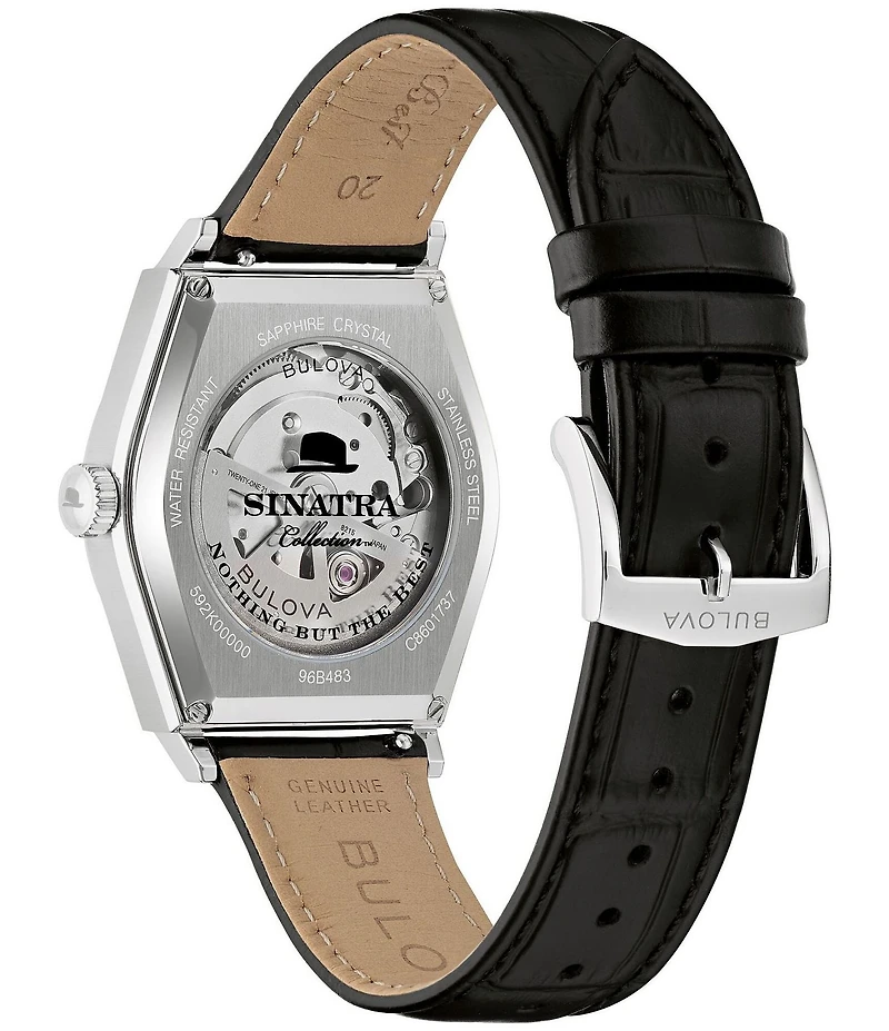 Bulova Men's Sinatra 45mm Automatic Leather Strap Watch