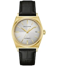 Bulova Men's Sinatra Automatic Black Leather Strap Watch