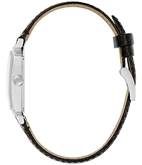 Bulova Men's Sinatra Three Hand Black Leather Strap Watch