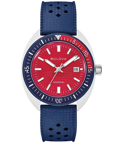 Bulova Men's Snorkel Sail 4th Three Hand Blue Strap Watch