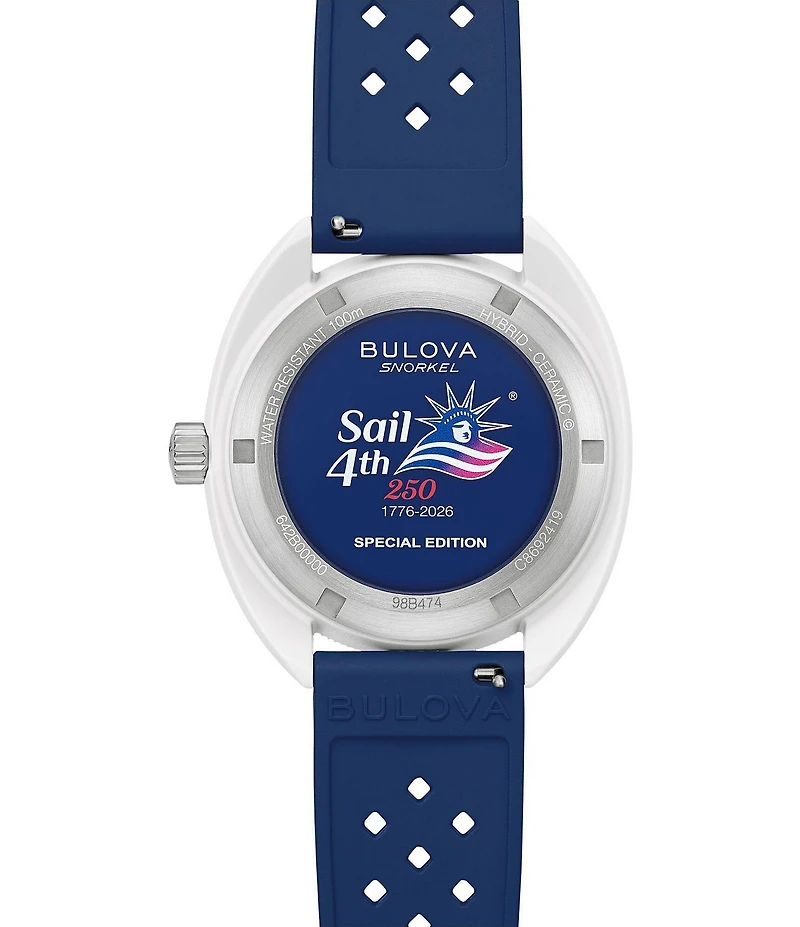 Bulova Men's Snorkel Sail 4th Three Hand Blue Strap Watch