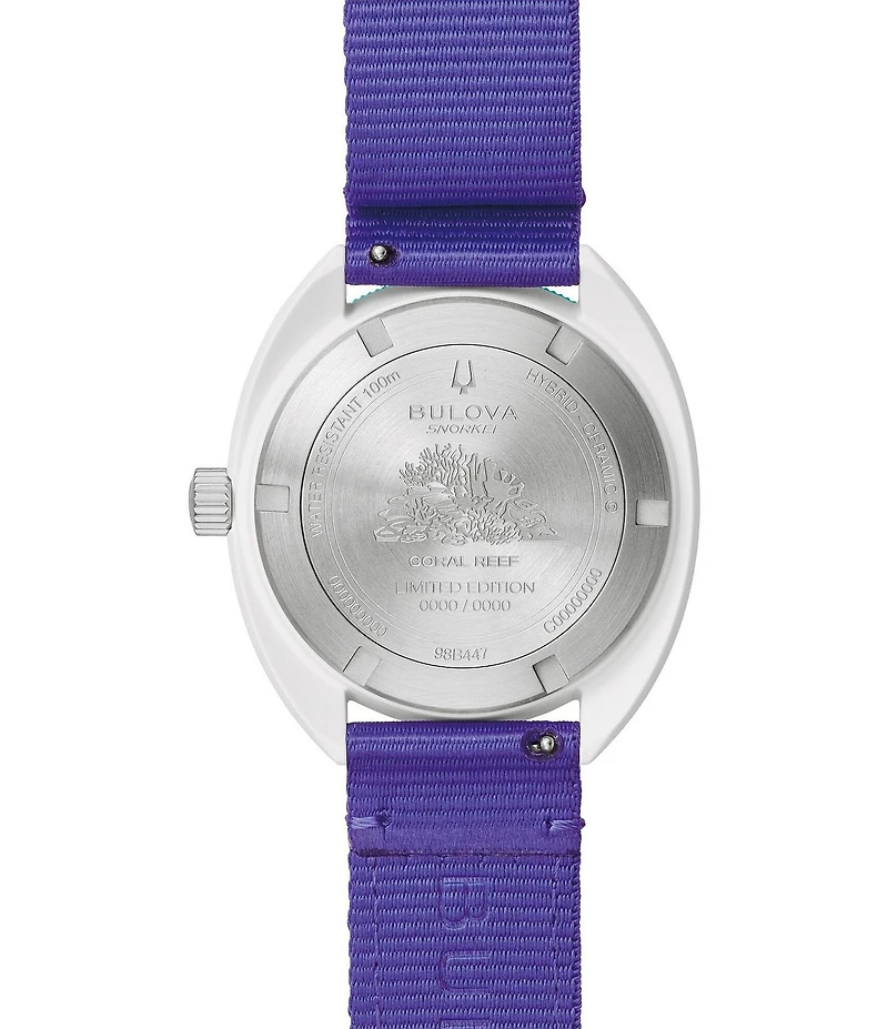 Bulova Men's Snorkel Three Hand Purple Nylon Strap Watch
