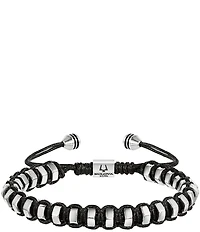 Bulova Men's Stainless Steel & Black Bolo Adjustable Bracelet