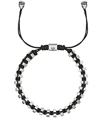Bulova Men's Stainless Steel & Black Bolo Adjustable Bracelet