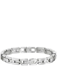 Bulova Men's Stainless Steel & White Topaz Link Chain Bracelet