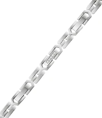 Bulova Men's Stainless Steel & White Topaz Link Chain Bracelet
