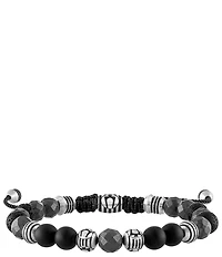 Bulova Men's Stainless Steel Beaded Adjustable Bracelet