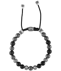 Bulova Men's Stainless Steel Beaded Adjustable Bracelet