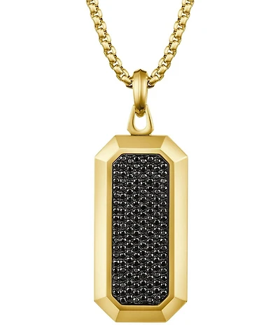 Bulova Men's Stainless Steel Elongated Dog Tag Long Pendant Necklace