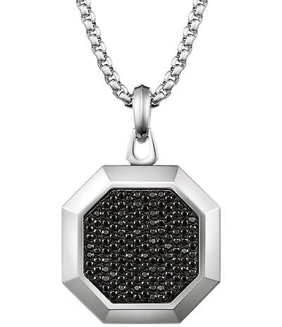 Bulova Men's Stainless Steel Octagonal-Shaped Long Pendant Necklace