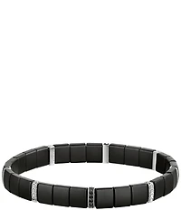 Bulova Men's Sterling Silver & Ceramic Tile Beads Stretch Bracelet